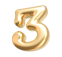 Gold 3d Number 3 png