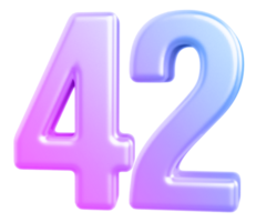 3d number 42 gradient png