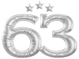 63 anniversaire nombre argent ballon png