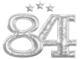 84 Anniversary number silver balloon png