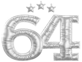 64 anniversaire nombre argent ballon png