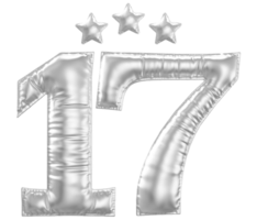 17 Anniversary number silver balloon png