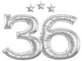 36 anniversaire nombre argent ballon png