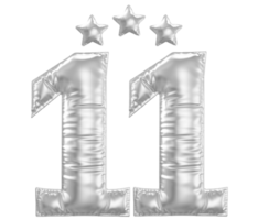 11 Anniversary number silver balloon png