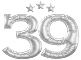 39 anniversaire nombre argent ballon png