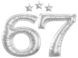 67 Anniversary number silver balloon png