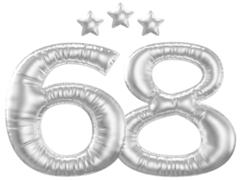 68 aniversário número prata balão png