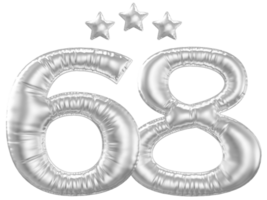 68 anniversaire nombre argent ballon png