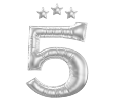 5 anniversaire nombre argent ballon png