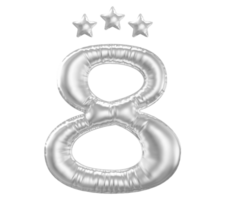 8 anniversaire nombre argent ballon png