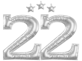 22 anniversaire nombre argent ballon png