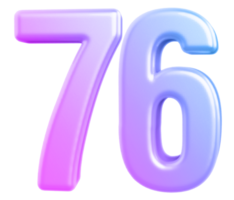 3d number 76 gradient png