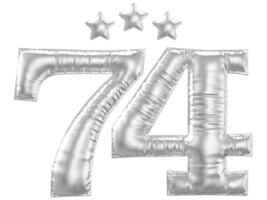 74 Anniversary number silver balloon png