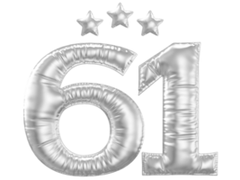 61 Anniversary number silver balloon png