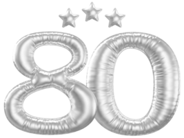 80 anniversaire nombre argent ballon png