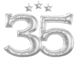 35 anniversaire nombre argent ballon png