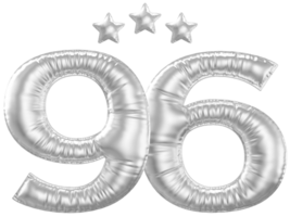 96 Anniversary number silver balloon png