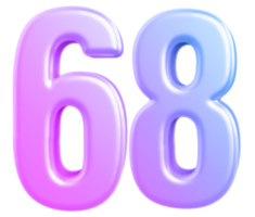 3d number 68 gradient png