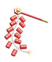 3d hanging firecrackers for festive chinese new year holiday. 3d render illustration png