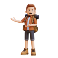 3D Traveller Character Presenting to the Right Pose png