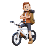 3d viaggiatore personaggio equitazione bicicletta png