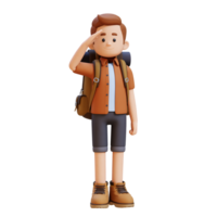 3d voyageur personnage saluer pose png