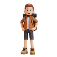 3D Traveller Character Standing with Hand on Hip png