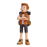 3d voyageur personnage dans le déni ou insatisfaction pose png