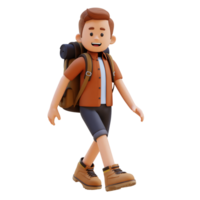 3D Traveller Character Walking Pose png