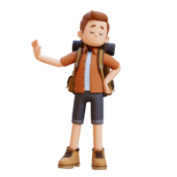 3d viajante personagem dentro Pare recusa pose png