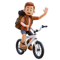 3d viajante personagem equitação bicicleta png