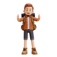 3D Traveller Character Giving Thumbs Up Pose png