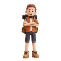 3d voyageur personnage franchi bras pose png