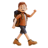 3D Traveller Character Walking with Confident png