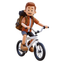 3d viajante personagem equitação bicicleta png