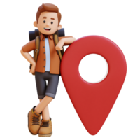 3d viaggiatore personaggio dire bugie su grande GPS icona png