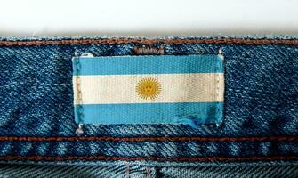 Flag on the label of the jeans photo