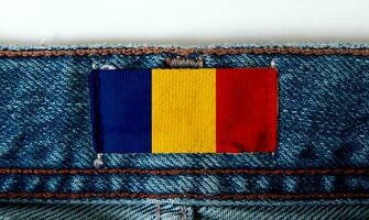 Flag on the label of the jeans photo