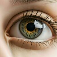 AI generated Beautiful female eye macro closeup photo