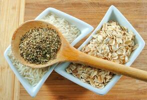 rice,oats and herbs photo