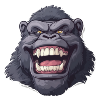 ai gegenereerd een gorilla gezicht met Open mond en scherp tanden png