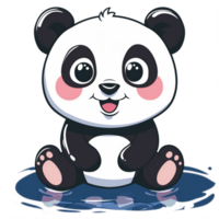 AI generated panda wearing glasses, isolated png