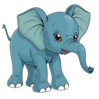 ai gerado fofa desenho animado elefante, com tronco png