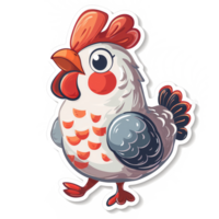 AI generated cartoon chicken sticker on transparent background png