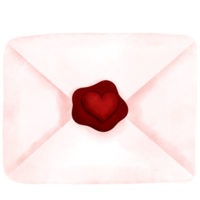 romantique aquarelle valentines journée enveloppe avec rouge coeurs.aquarelle Valentin carte avec rouge cœurs. png