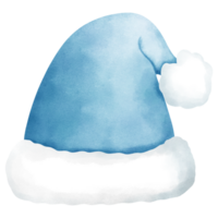 Watercolor blue beanie hat illustration.Cute watercolor christmas accessory. png
