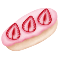 romántico acuarela fresa eclair clipart.caprichoso enamorado postre ilustración. png