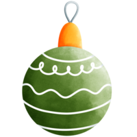 Festive watercolor illustration.Cute green christmas ball clipart for a vibrant holiday season. png