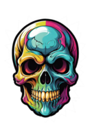 AI generated Dead Skull colored Illustration on Transparent Background png