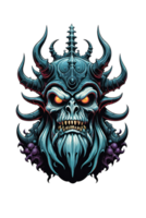 AI generated Viking mask with angry face illustration transparent background. png